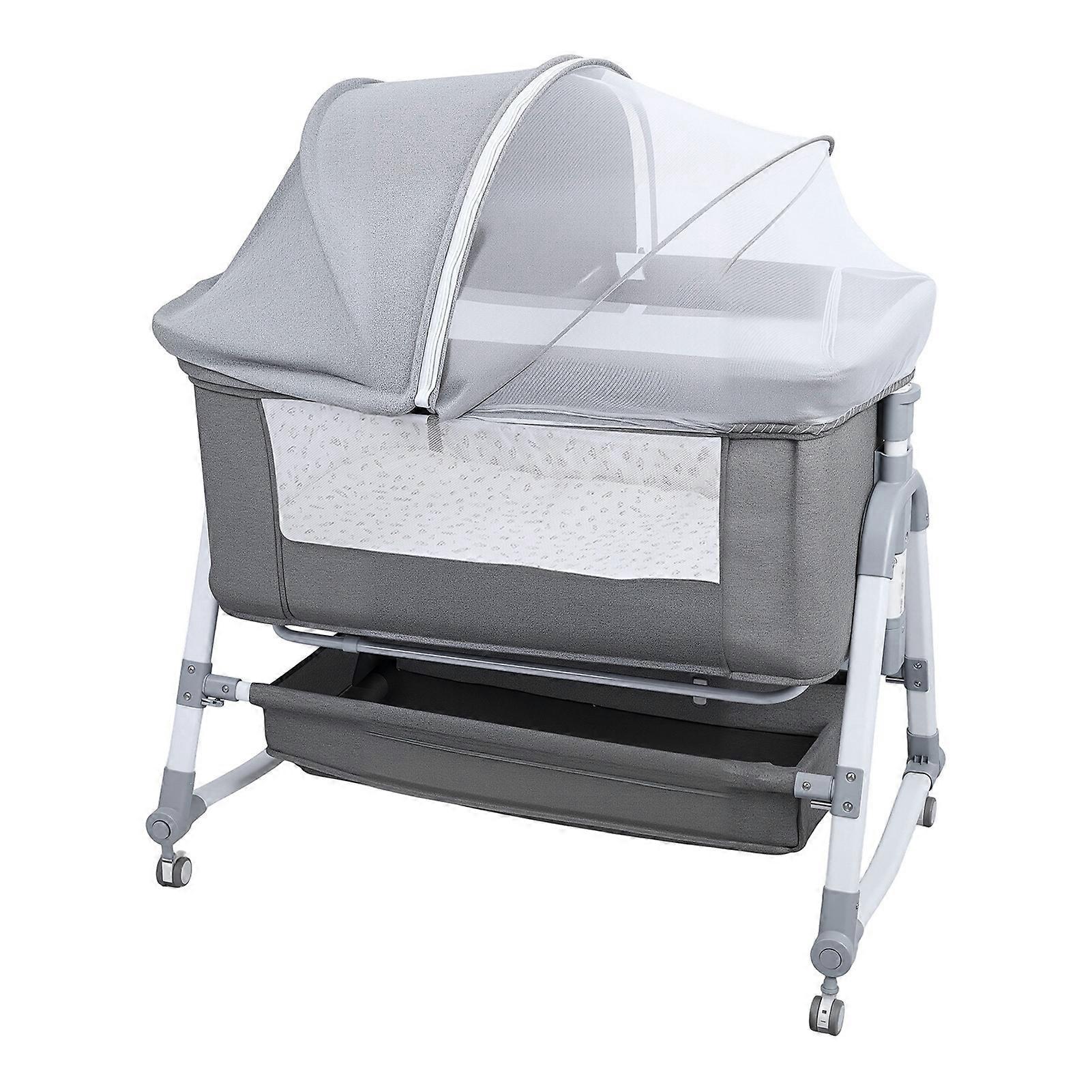 3-in-1 Convertible Bedside Crib, Bassinet & Cradle, 6 Height Adjustable