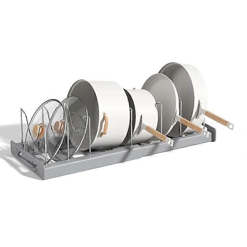 Pot Lid Organizer Adjustable Expandable Cookware Rack with 7 Dividers for Cabinets and Baking Trays