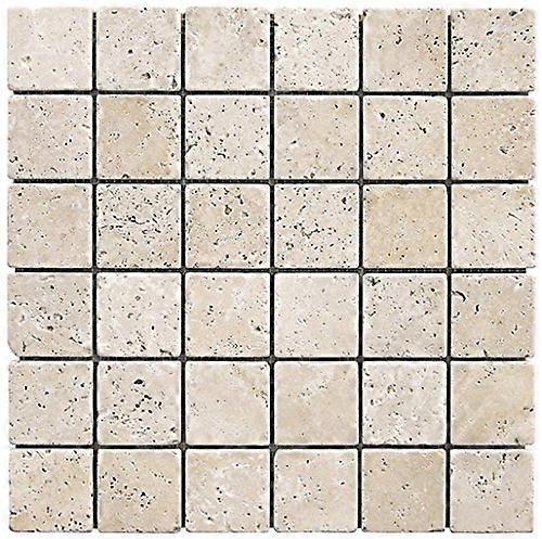 Travertine Mosaic Tile 2x2 Light Ivory White Tumbled Finish for Backsplash and Floor