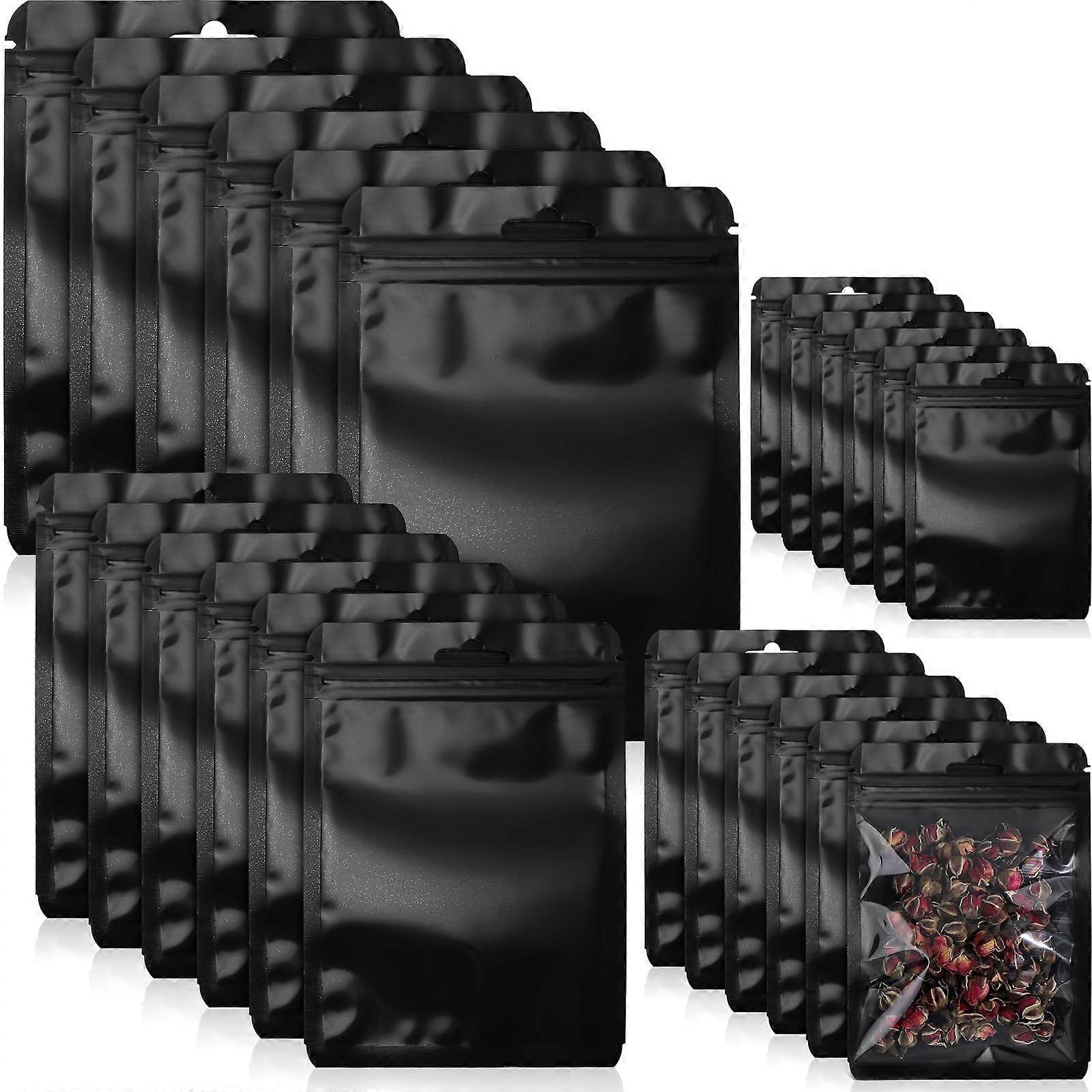 120 Pcs Black Resealable Bags with Clear Window for Food Storage and Small Business Packaging, Assorted Sizes