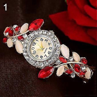Mode dameshorloge trend diamant kleurrijke kristallen vrouwen armband horloge bloemblad prachtige quartz horloge