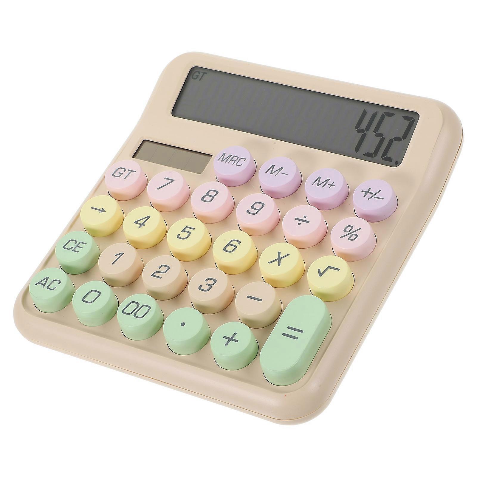Beige Mechanical Calculator for Calculating 3Pcs with Comfortable Keyboard