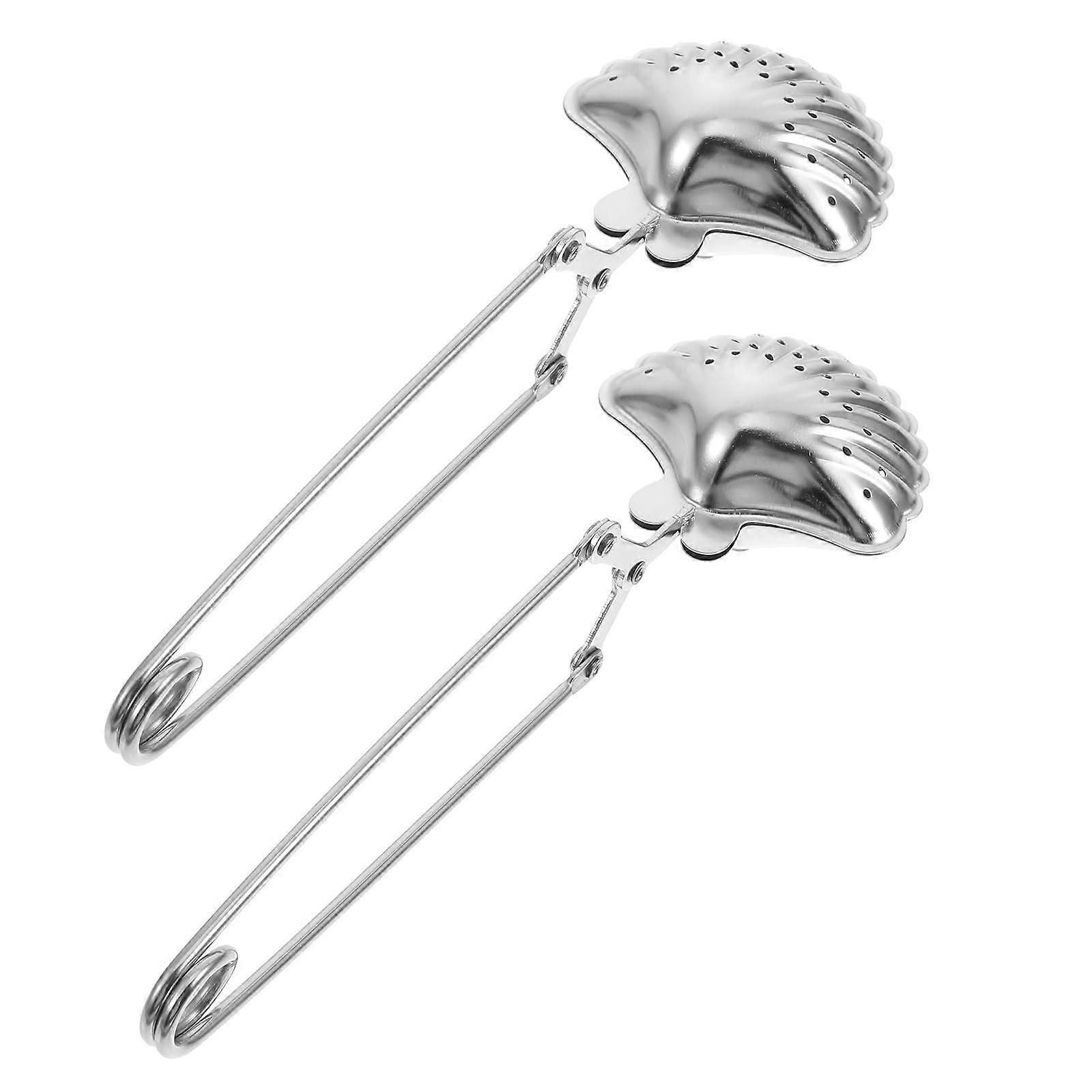 2Pcs Shell Shaped Stainless Steel Tea Strainer Set with Fine Mesh Filtering for Cups and Teapots
