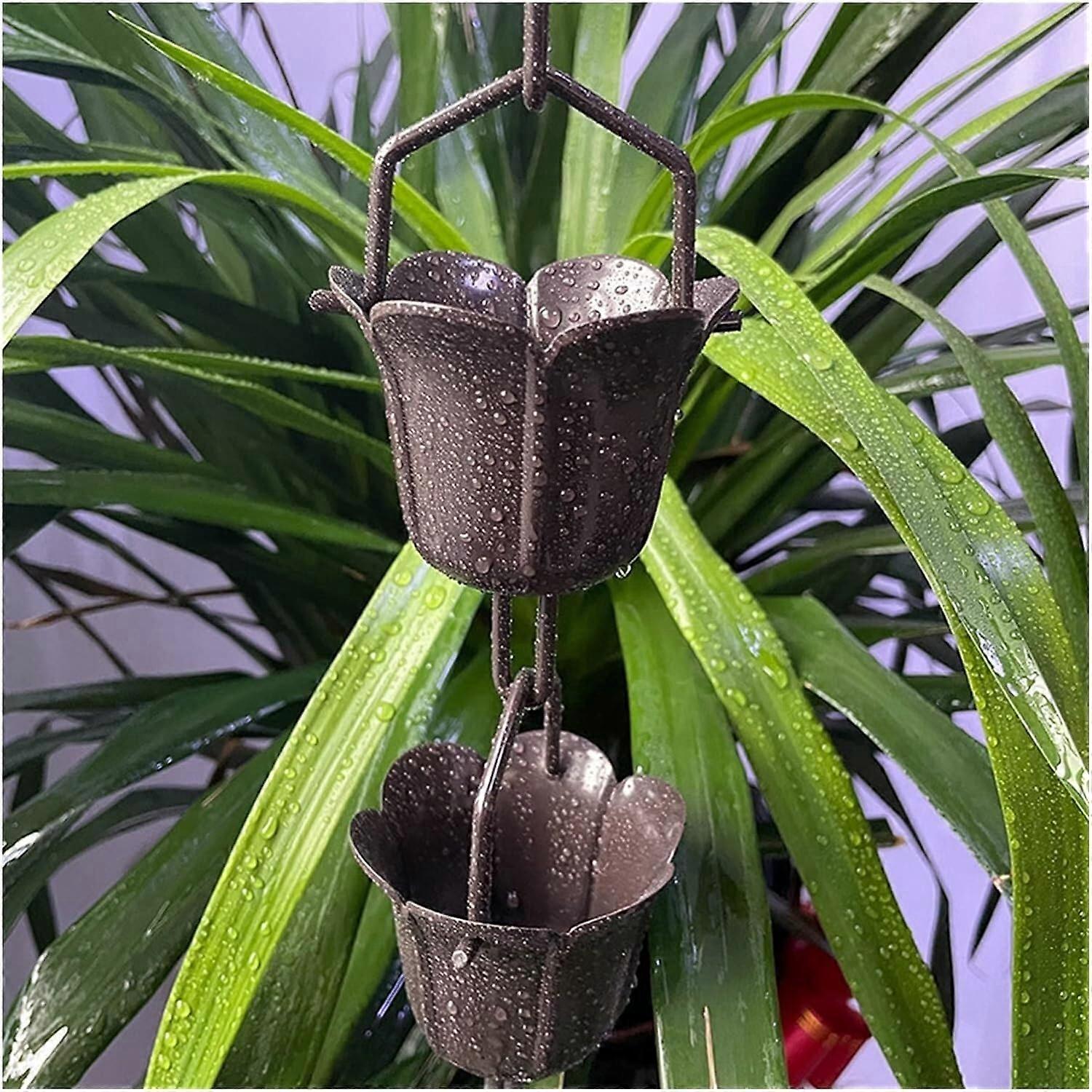 Rain Chain for Downspouts, Weather Rust Resistant Wide Cup Gutter Rain Chain for Heavy Rain