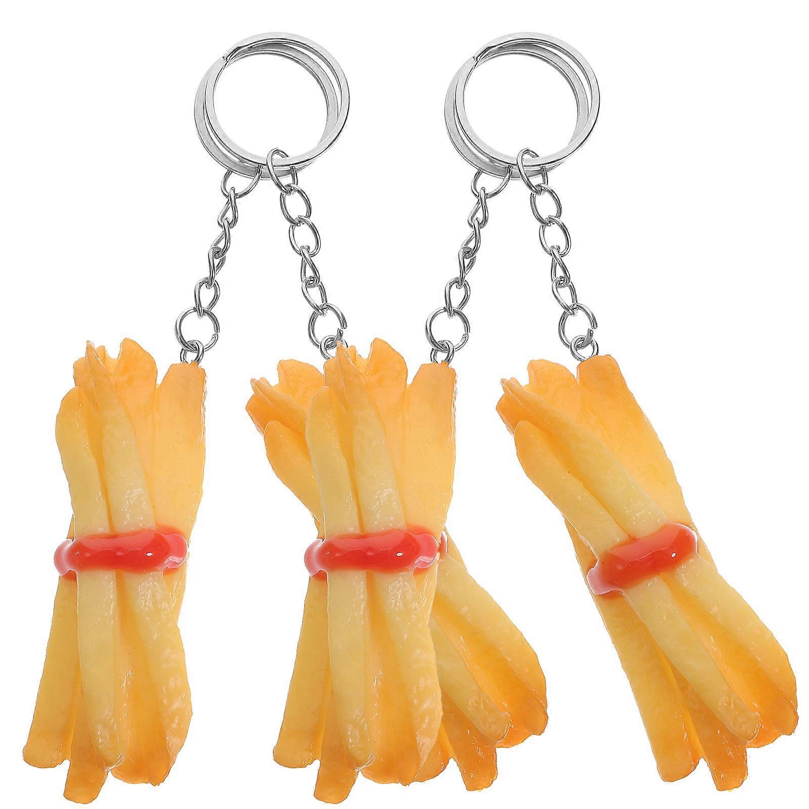 Fried Chips Keychain Decorative Food Pendant Simulation 4Pcs Set