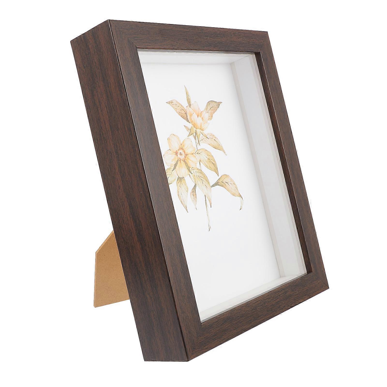 Shadow Box Display Case For Display Keepsakes Home Decoration Coffee Wood Material 1Set