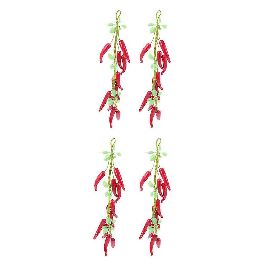 Chili Hanging String for Decoration 4Pcs Red Foam Simulation Pepper Pendants