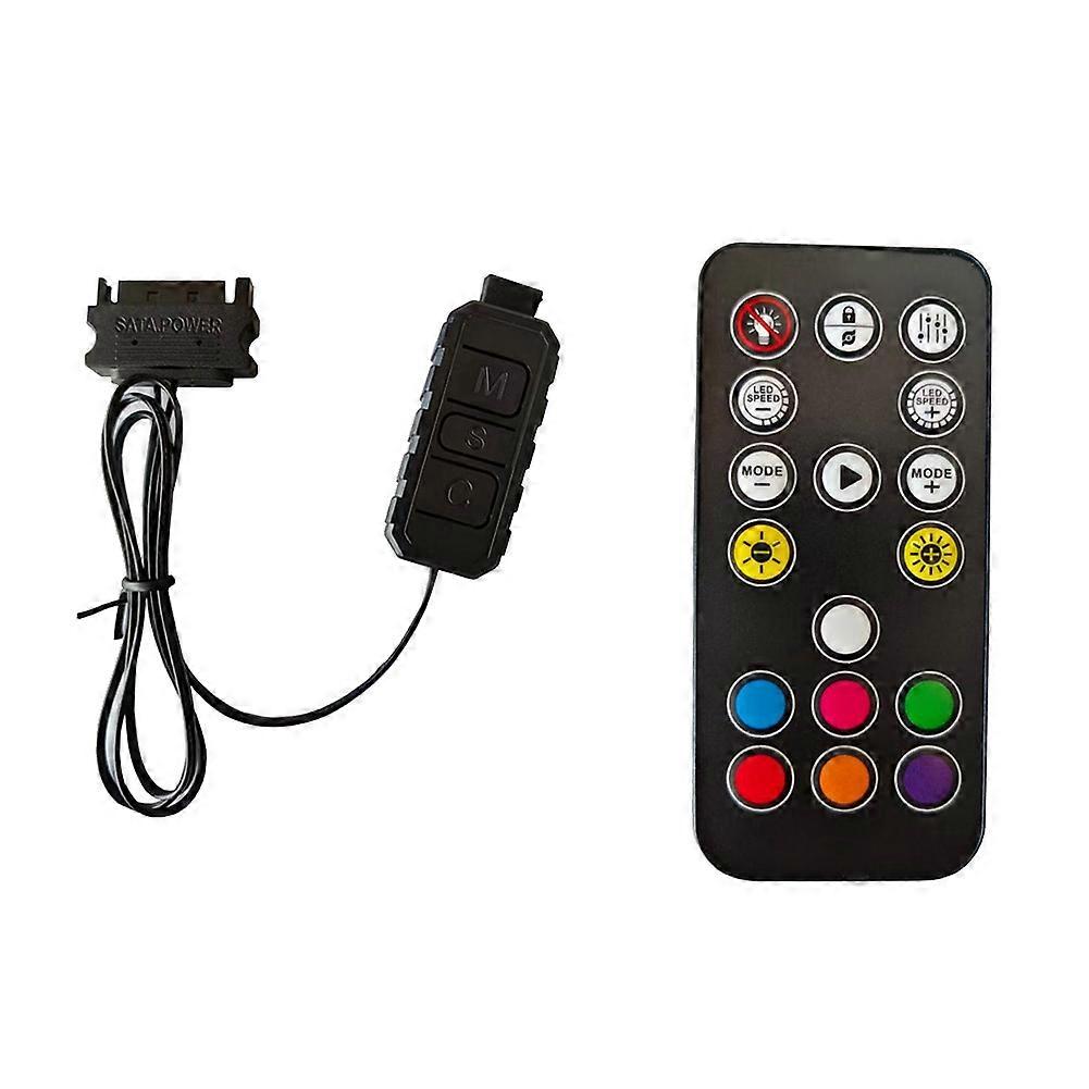 ARGB Controller to SATA RGB Remote Mini Controller Adapter RGB Remote Controller for PC Fan Cooling Fan Light Strip
