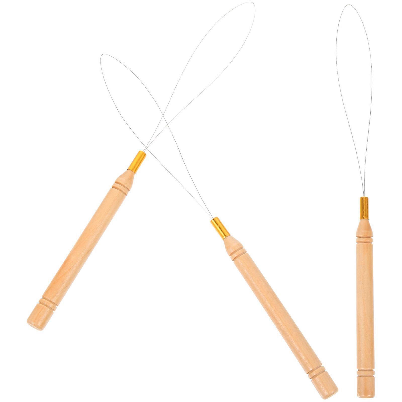 Wooden Threading Tool Thread Inserter for Stitching Use 3Pcs Household Set