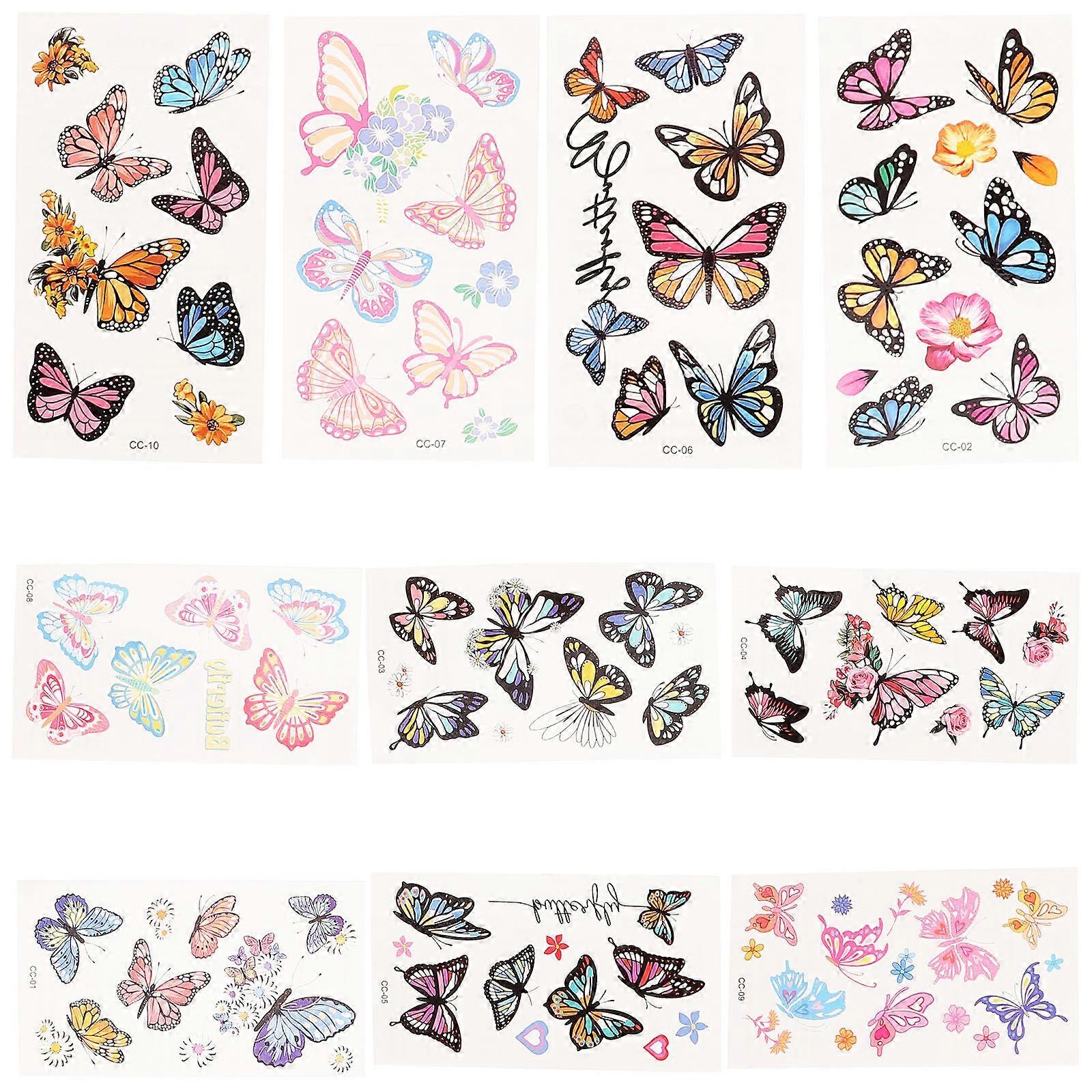 Temporary Stickers Butterfly for Decoration 10 Sheets