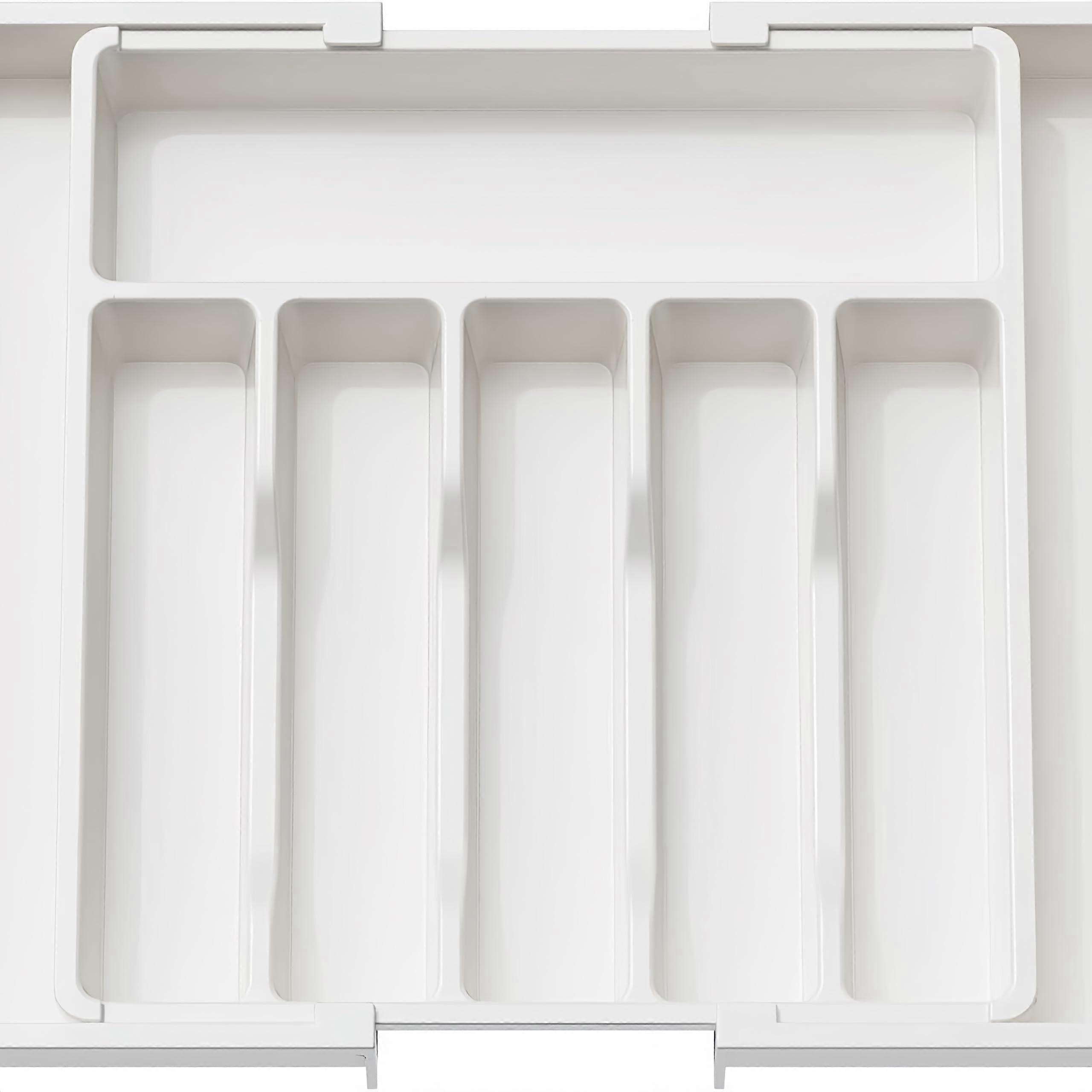 Expandable Cutlery Drawer Organiser with 8 Compartments Adjustable Width Fits 3357cm White