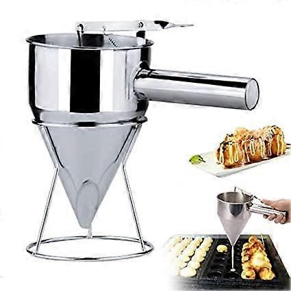 Stainless Steel Pancake Batter Dispenser with Stand, PistonStyle for Precise Flow Control