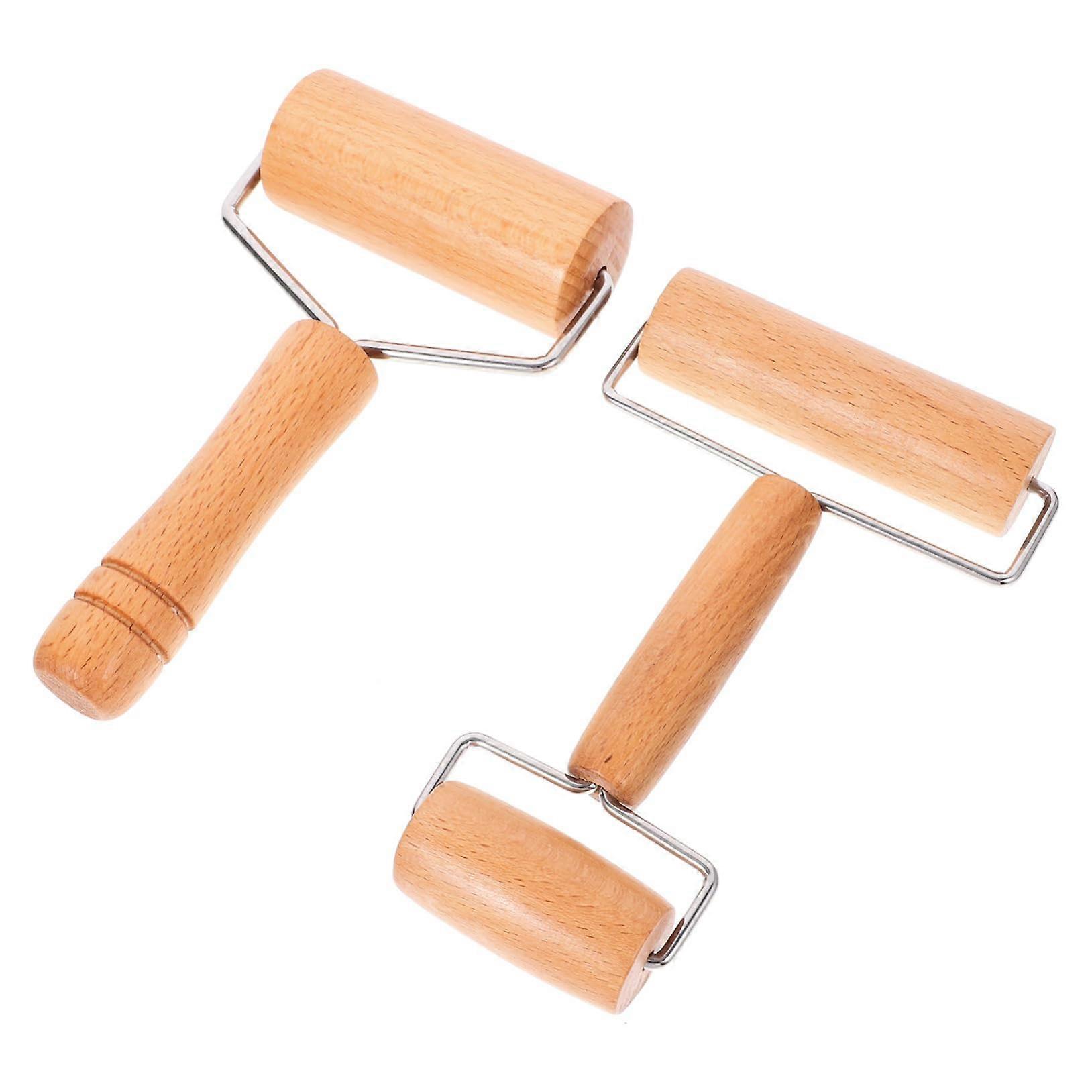 Wood Pastry Roller Set, NonStick Solid Wood Dough Roller for Baking Pizza and Pastry