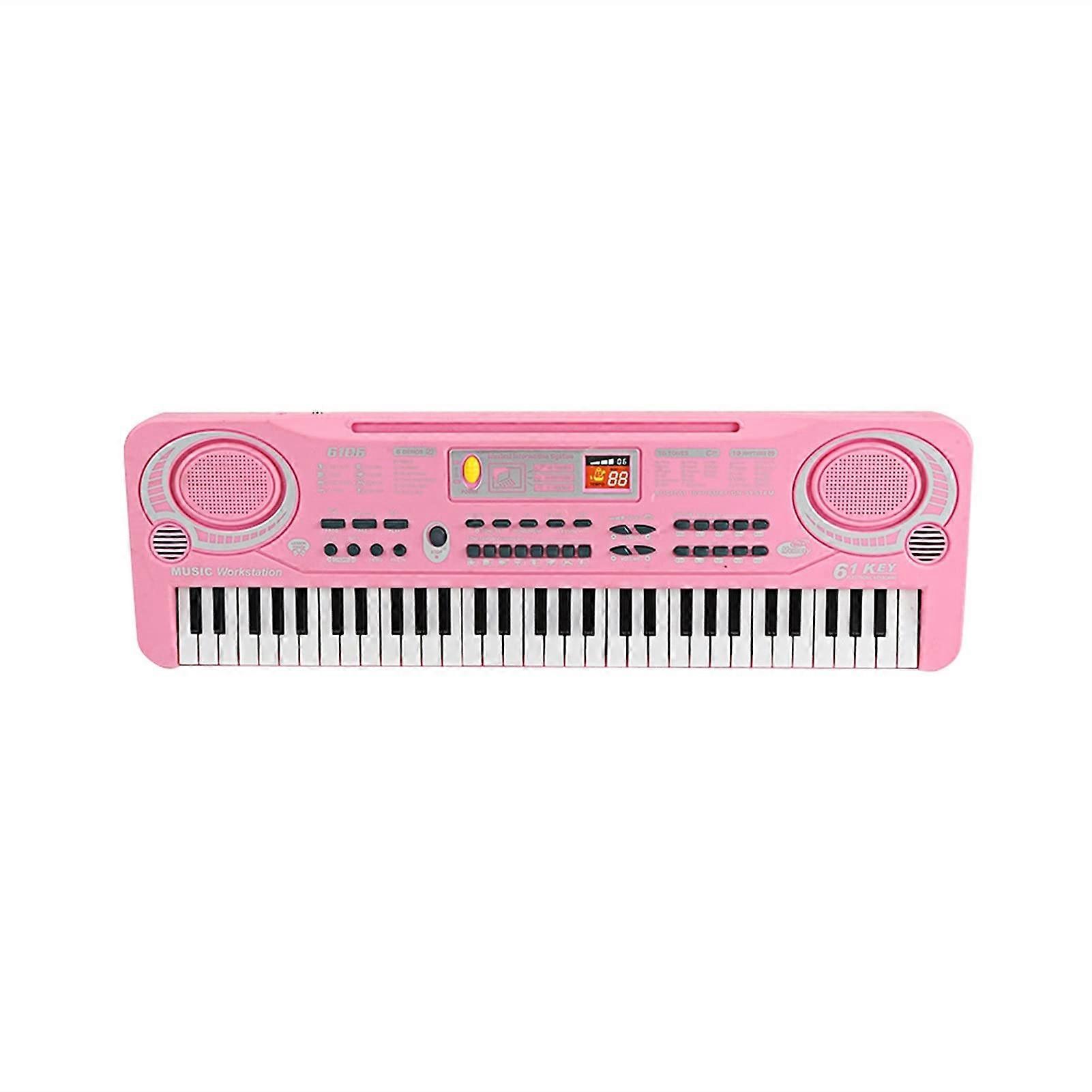 Pink 61 Keys Electronic Keyboard Piano for Beginners with Microphone and Multiple Play Modes