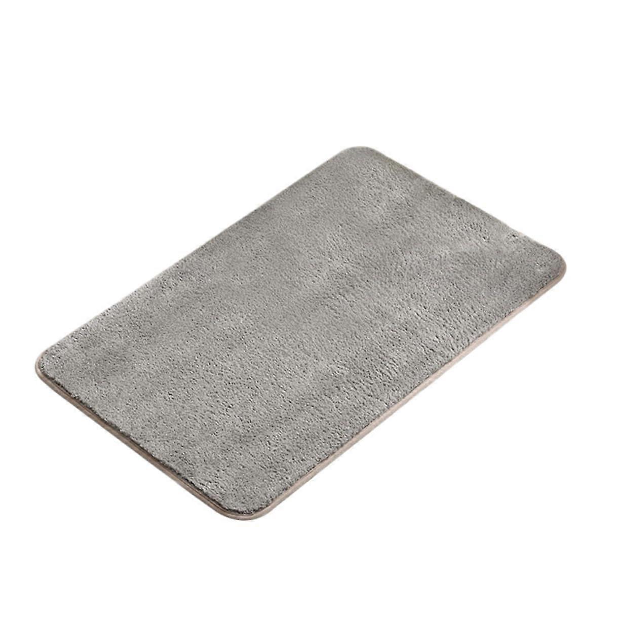 Bathroom Mat Grey Polyester Rug with Fast Absorbency Quick Drying Non Slip Backing Washable Indoor Outdoor Use