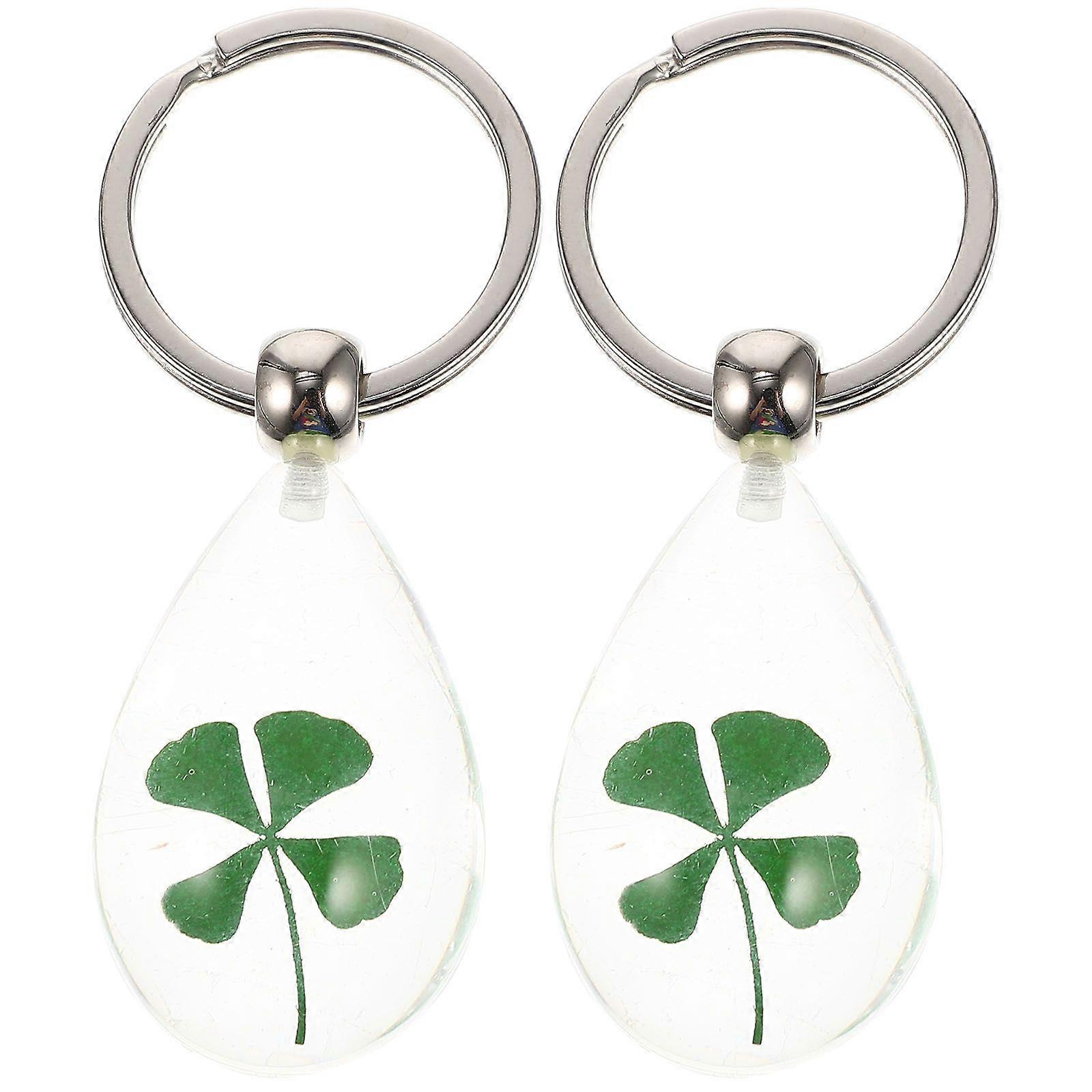 2Pcs St.Patrick Day Key Holders Four-Leaf Keychains Bag Backpack Hanging Decors