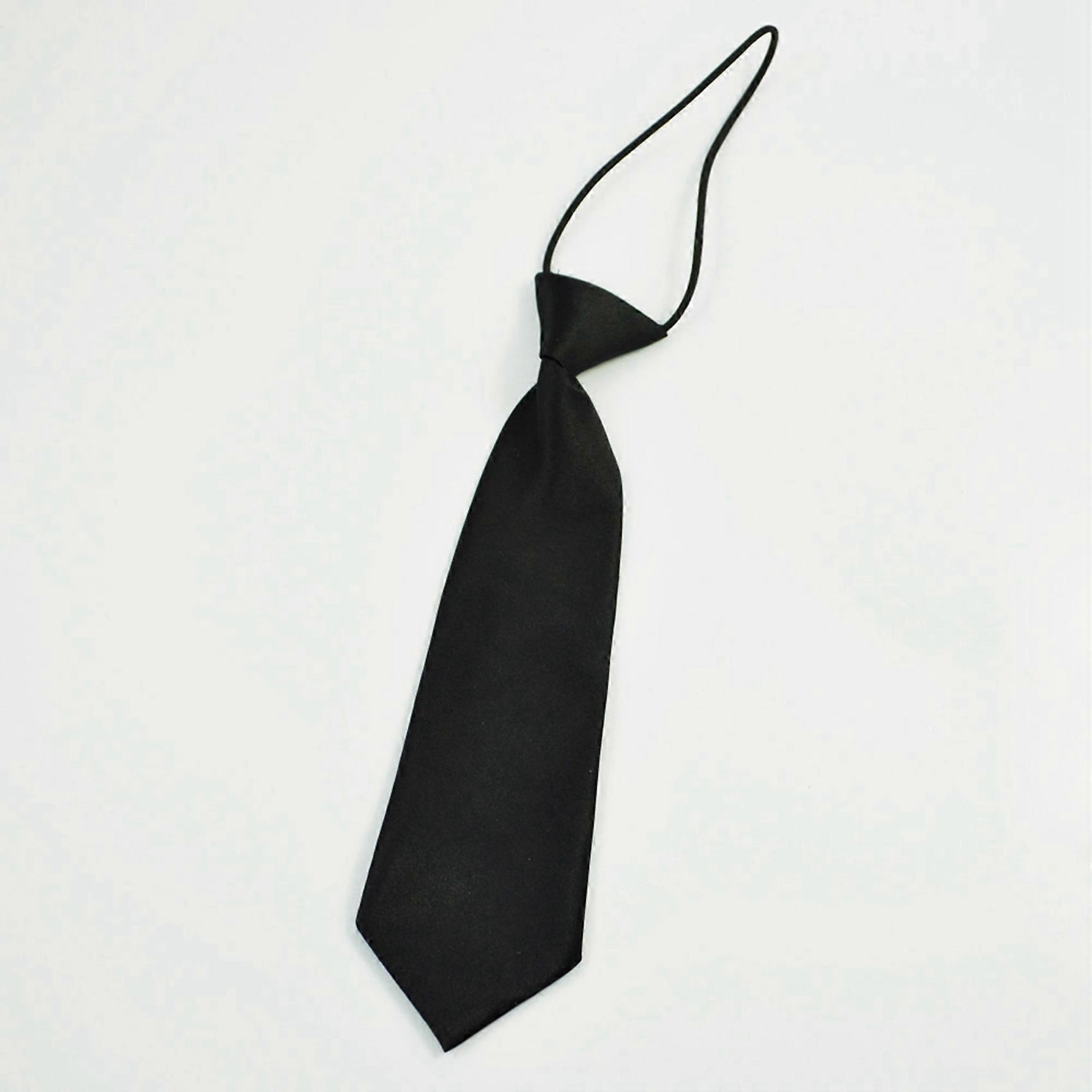 3X Solid Black Polyester Elastic Slim Necktie Neck Tie for Child