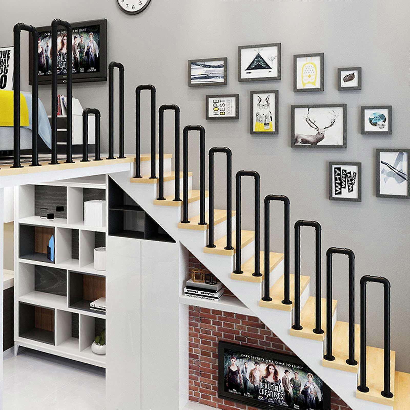 Stair Handrail with NonSlip Secure Grip, Wrought Iron Single Step Railing, 200KG Load Capacity