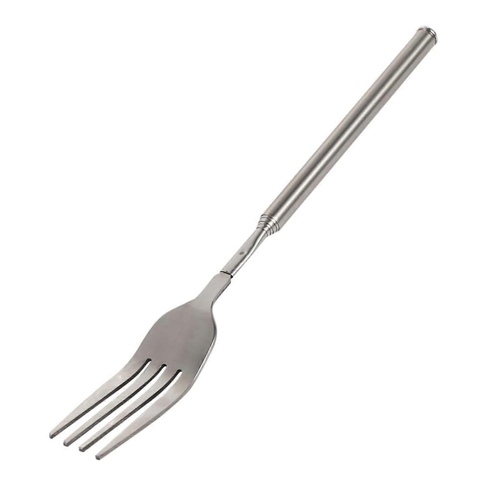 Telescopic BBQ Fork Adjustable Stainless Steel Extra Long HeatSafe Handle for Grilling and Cooking