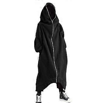 Unisex Long Sleeve Hooded Nazgul Long Coat Zipper Closure Fleece Lined Long Hoodie-YKY416