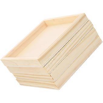 4Pcs Puzzle Blocks Wood Tray Unfinished Wood Serving Tray 3D Puzzle Toy Wooden Organizer
