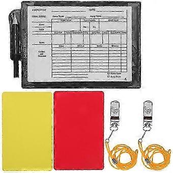 1 Set of Football Referee Kit Referee Cards with Referee Whistles Notepad Pen for Football Soccer Sports
