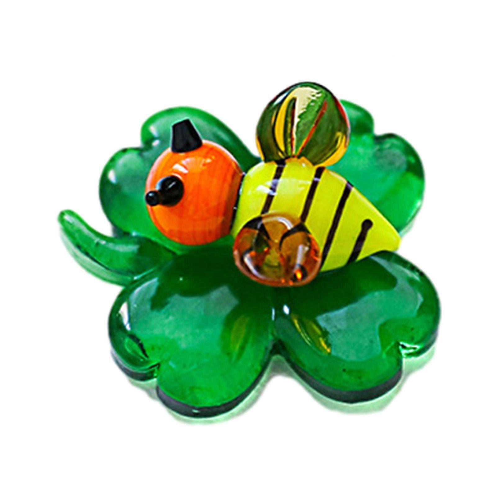 Mini Glass Insect Figurines Handcrafted Ladybug Bee Butterfly Snail Decorative Set Collectible Home Office Ornament