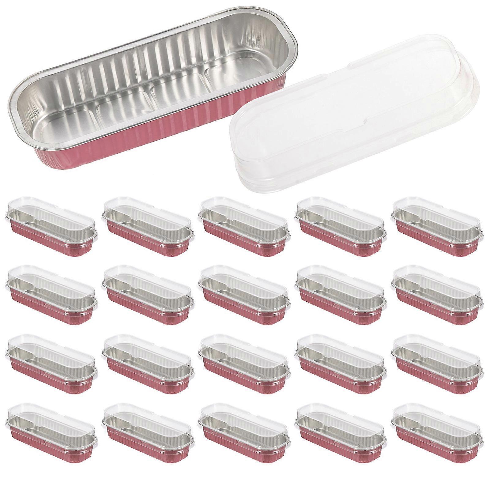 Compact Foil Box for Cakes with 30Pcs Clear Rectangular Baking Containers
