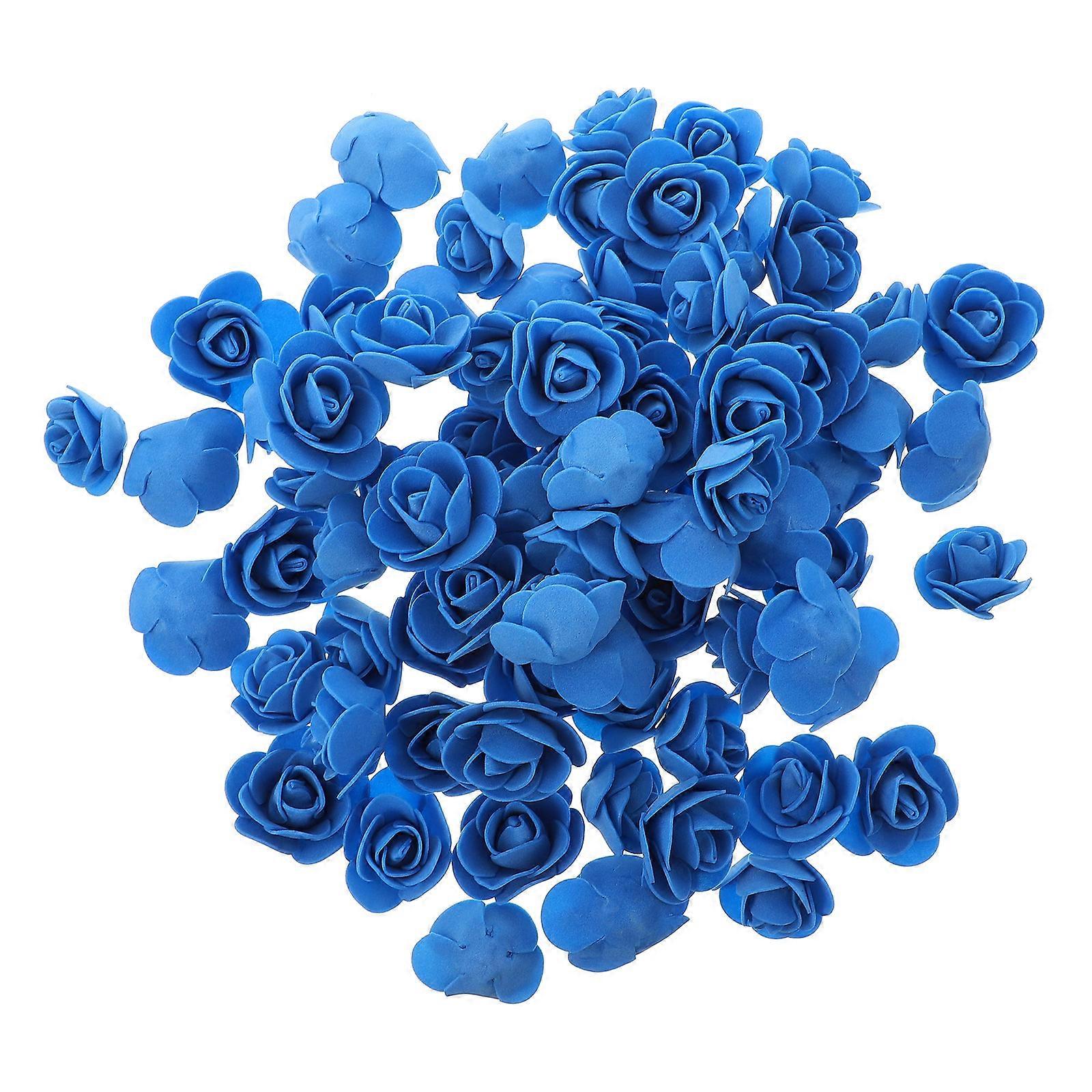 Blue Simulation Rose Mini Artificial Flowers for Decor 100Pcs Plastic