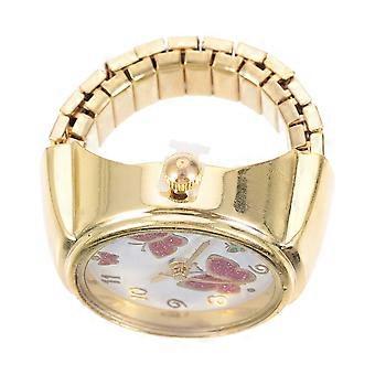 Finger Jewelry Watch for Decoration Golden Metal Ring Watch Gift