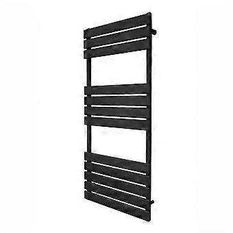 Vertical Towel Radiator Designer Flat Panel 1200mm x 500mm Bathroom Heated Rail Matt Black Central