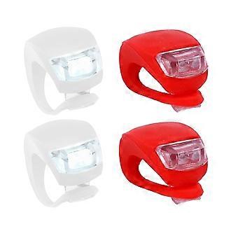 4 stuks Fiets Fietsen Siliconen Hoofd Voorwiel Achterwiel Veiligheidslicht Lamp Set Heldere Waterdichte Fiets Accessoires (2 Wit en 2 Rood)