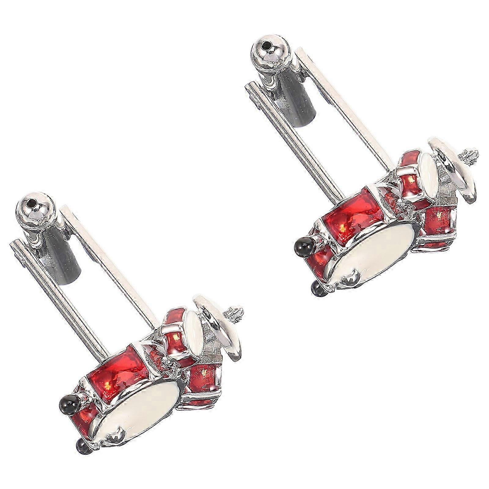 2Pcs Silver Drum Set Cufflinks for Men Suit Cufflinks Brass Material
