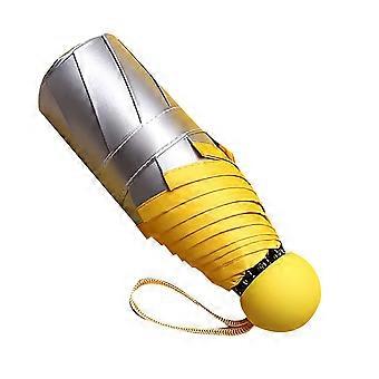 Tragbarer, faltbarer, ultraleichter Regen- und Sonnenschutz-Reiseschirm, Mini-Taschenschirm, Gelb