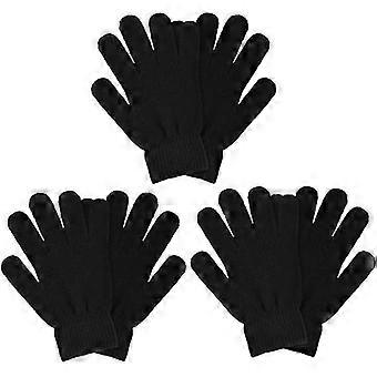 3 Pairs Winter Magic Gloves Adult Knit Gloves Warm Stretchy Knit Gloves One Size Fits Men Women Teens