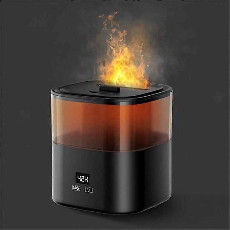 Digital Display Simulation Flame Humidifier Large Capacity Home Mist Diffuser, EU Plug