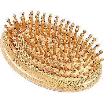 Dww-Peigne de massage du cuir chevelu, brosse cheveux en bois, peigne en bambou rond portable sans poigne, peigne coussin d'air antistatique
