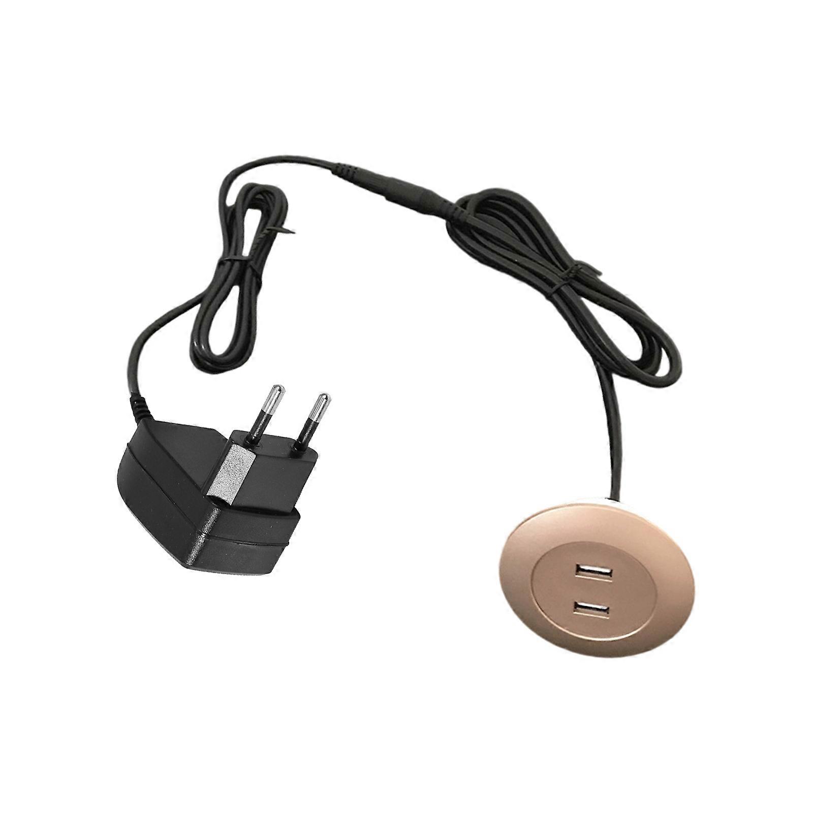 Stolná vstavaná dvojitá USB zásuvka pre notebook Tablet Nabíjanie mobilného telefónu Multifunkčný nábytok Skrytý USB panel Zlatá