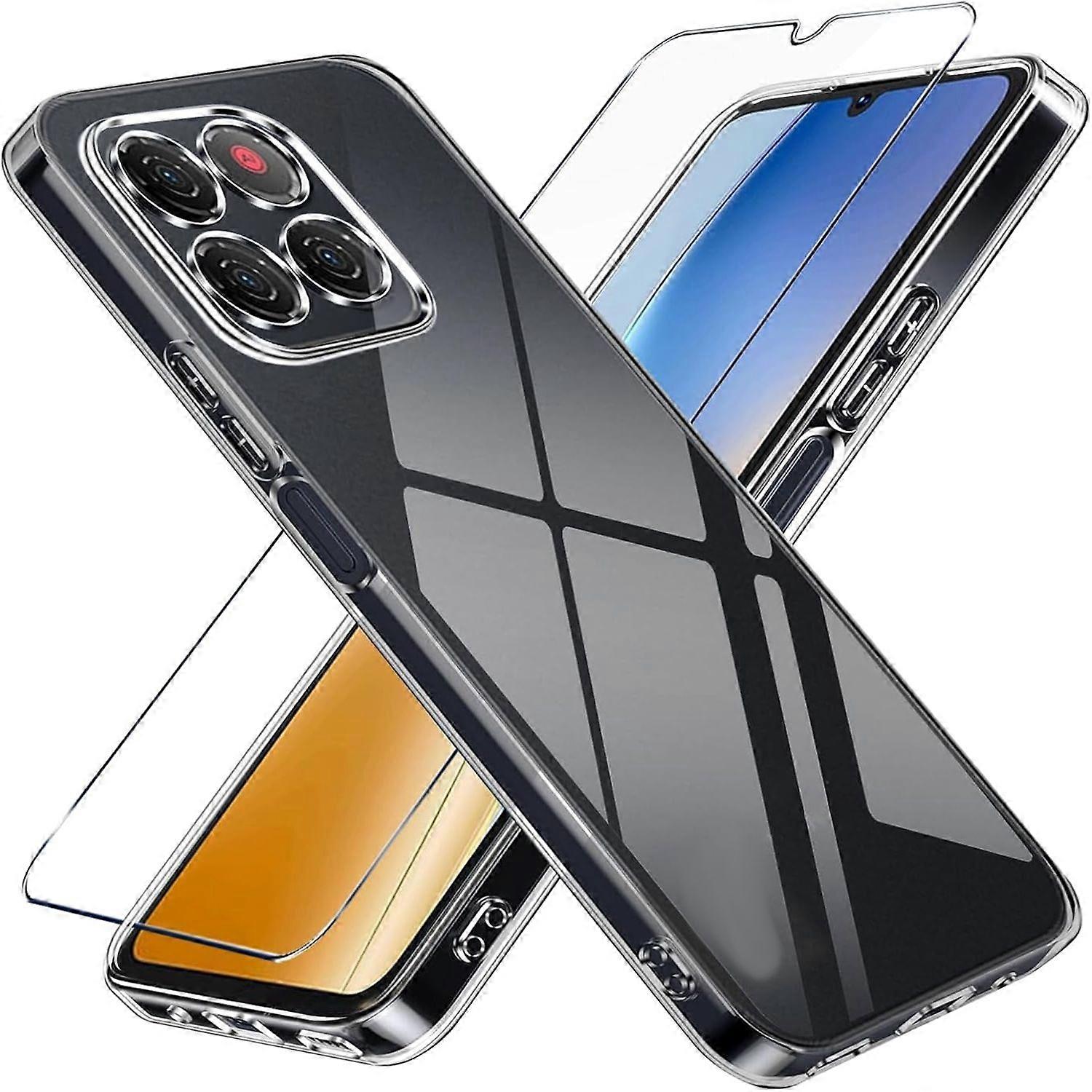 Phone case + 9H hard screen protector for ZTE Blade A56, silicone TPU protective film