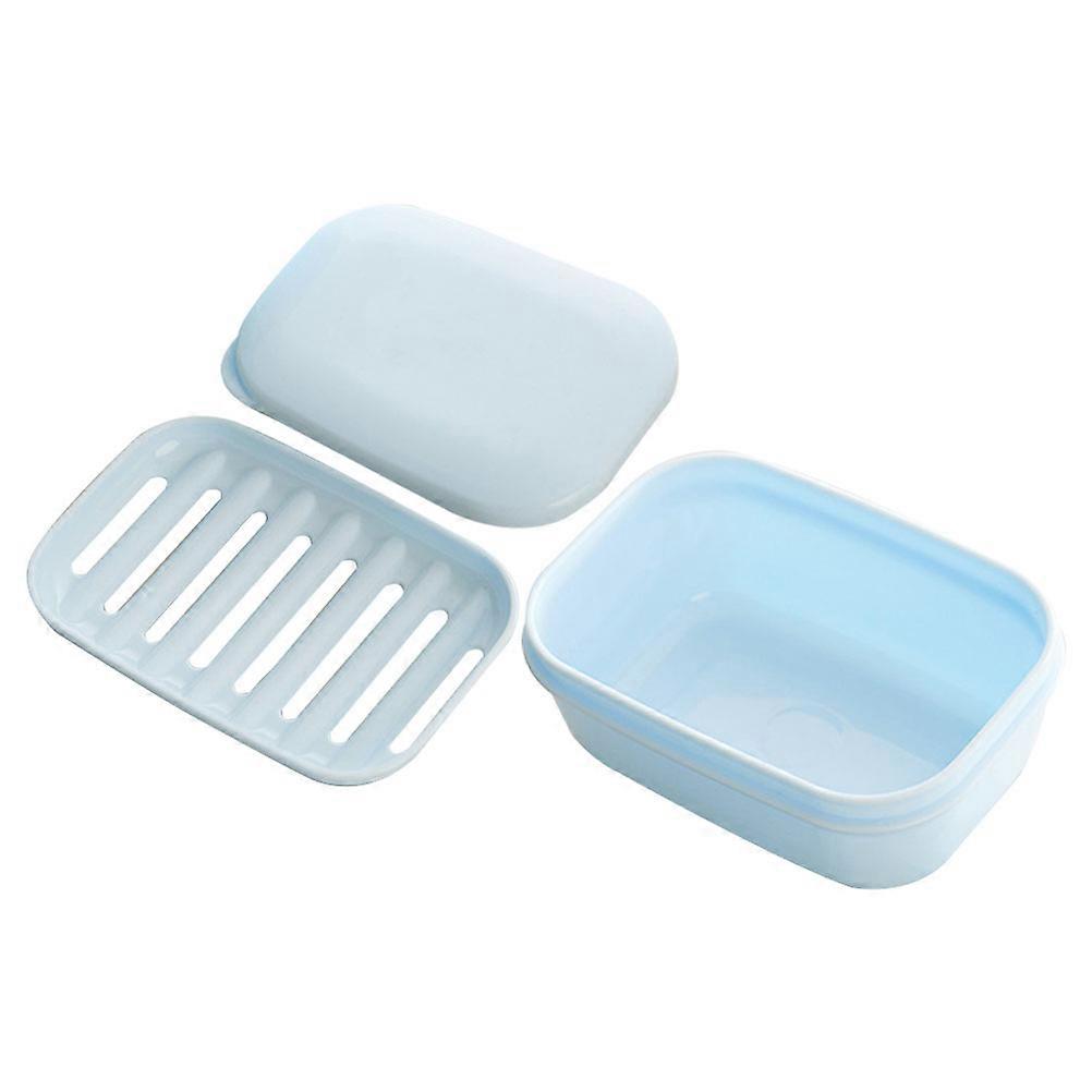 Blue Rectangle Soap Box for Soap Holding Double Layer 2Pcs with Drain