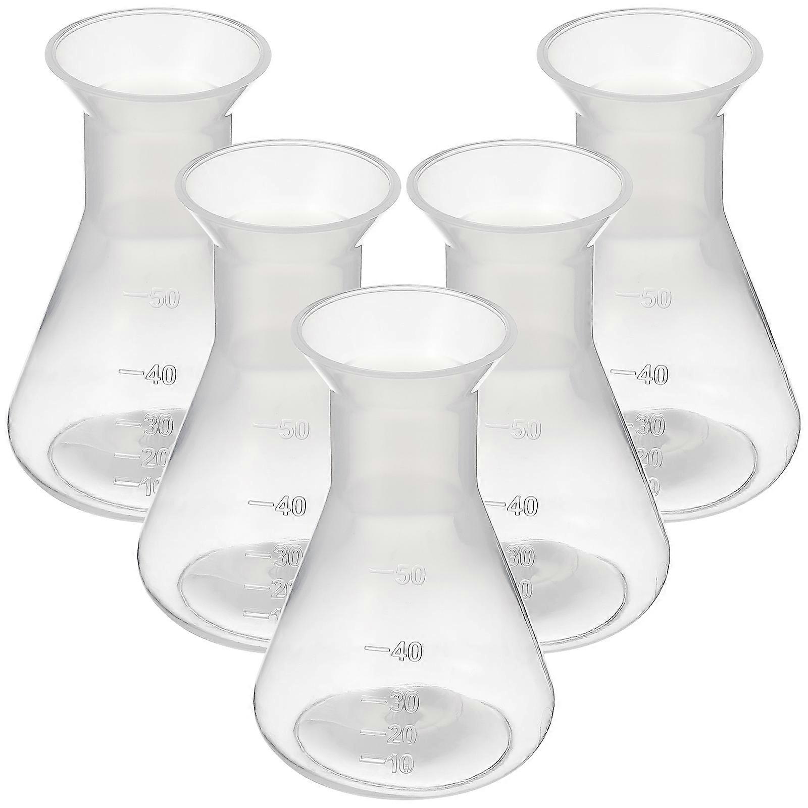 5 Pcs Plastic Conical Flasks Experiment Flasks Conical Bottles Laboratory Tools