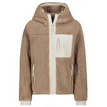 Sublevel Damen Teddyjacke Hoodie Praktische Taschen Logostickerei Wintermode