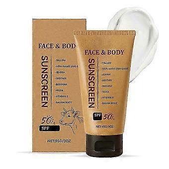 Mineral Sunscreen SPF50, Natural Tallow & Zinc Oxide, Non-Greasy Hydrating Formula for Face Body Travel