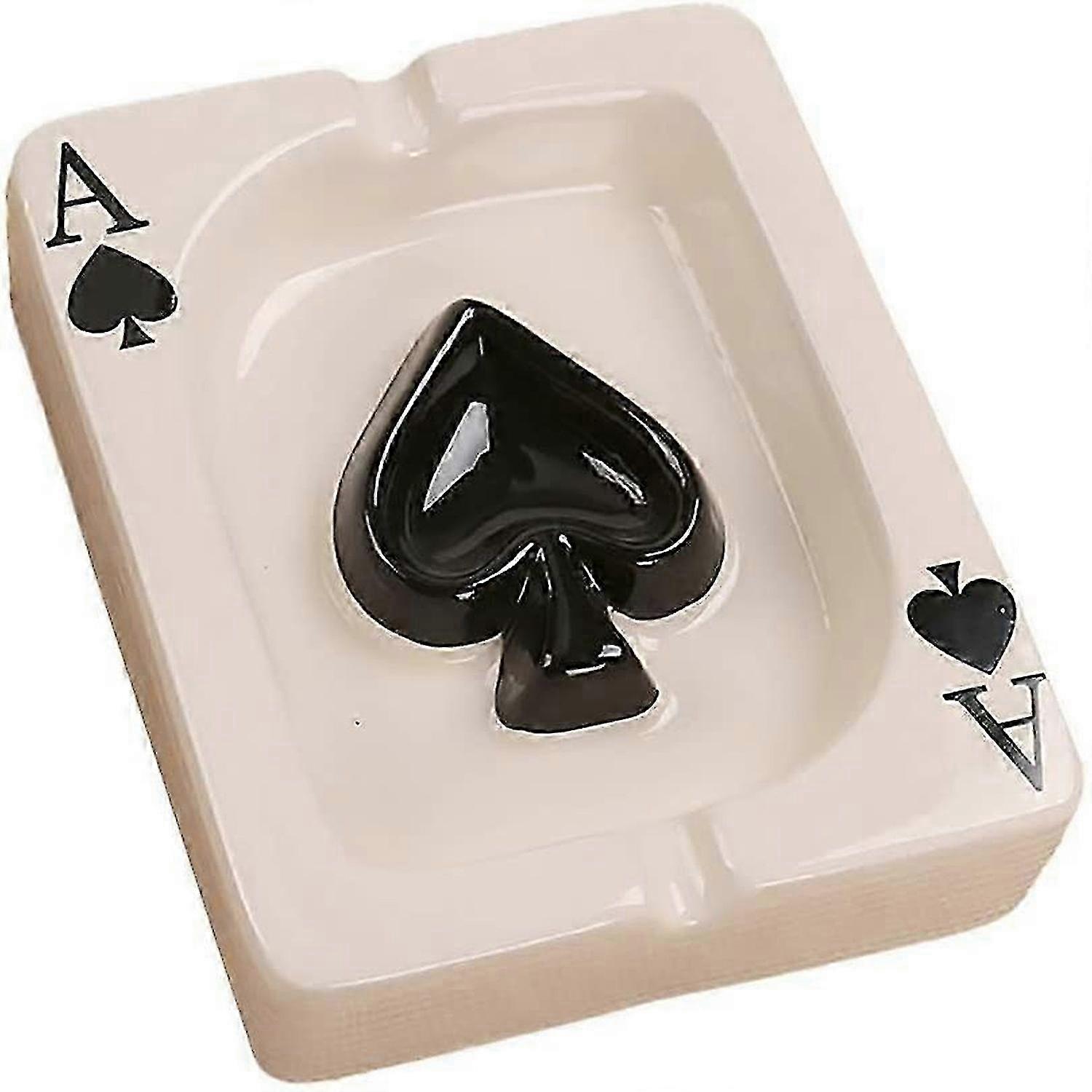 Poker-Shaped Ceramic Ashtray