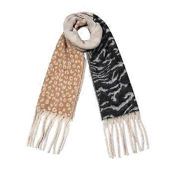 Faera Dames Wintersjaal Colorblock Leo Zebra Print Zachte Taststof Lange Franjes