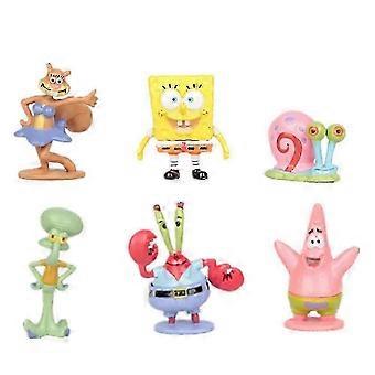 Conjunto de 6 figuras do Bob Esponja, decoração para bolo de aniversário, presente para festa infantil