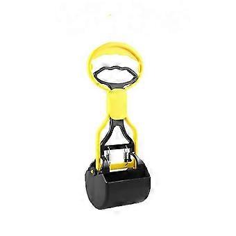 Recogedor de excrementos de perro duradero, fácil de limpiar, para exteriores, recogedor de excrementos de mascotas, herramientas de limpieza para pasear mascotas, suministros para mascotas, 28 cm - Amarillo