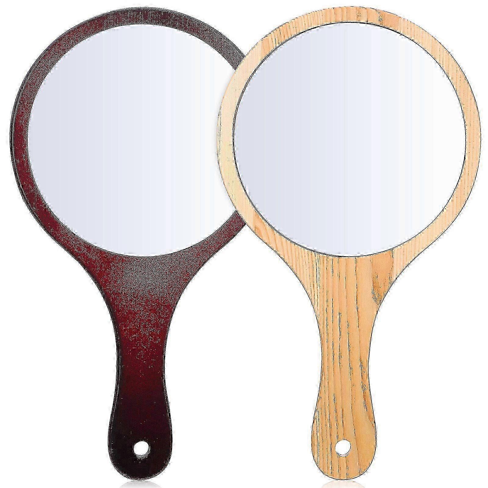 Solid Wood Handheld Makeup Mirror