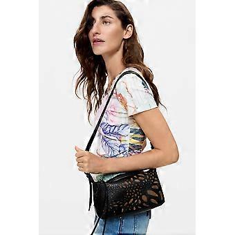 Desigual Notus Huntington Mini Black Huntington Perforated Design Shoulder Bag 26WAXP88