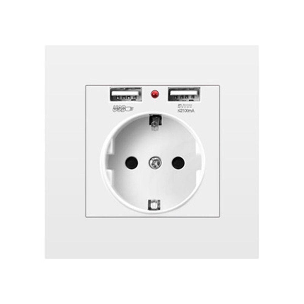 16A 250v Usb Power Socket Wall Socket Eu Standard With 2 Usb Ports Power Panel Smart Led On Off Power Outlet